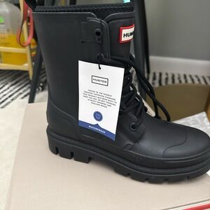 Hunter Diana Black Lace-Up Waterproof Boots 9M